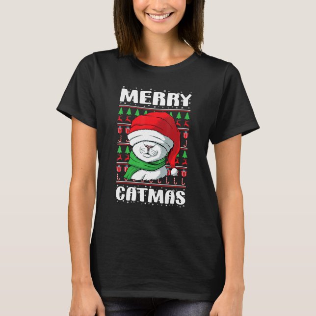 T-shirt Joyeux Noël Noël Vilains Noël Chat 1 (Devant)