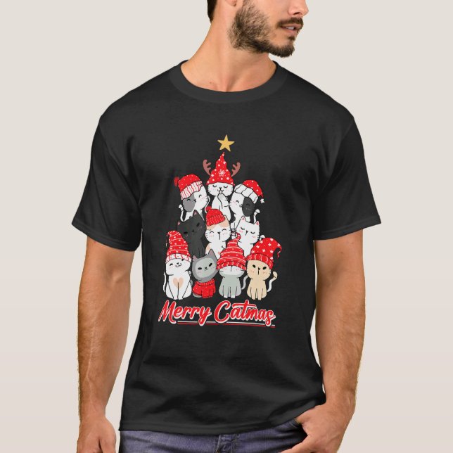 T-shirt Joyeux Noël Noël Vilains Noël Chat 2 (Devant)
