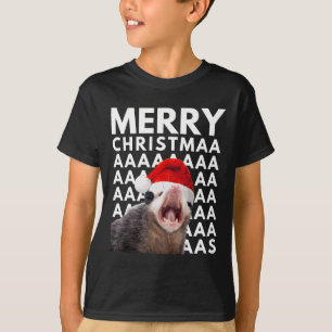 T-shirt Joyeux Noël Opossum hurlant Amusants Hommes Femmes