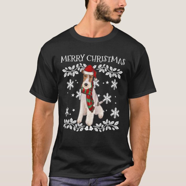 T-shirt Joyeux Noël Ornement Fil Fox Terrier Noël San (Devant)