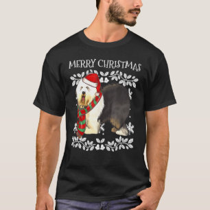 T-shirt Joyeux Noël Ornement Vieux anglais Sheepdog Xmas