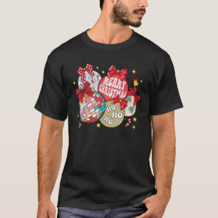 T-shirt Joyeux Noël Ornements Disco Ball Coquette Bow