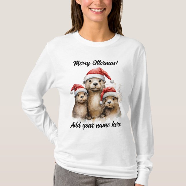 T-shirt Joyeux Noël Ottermas personnalisable (Devant)