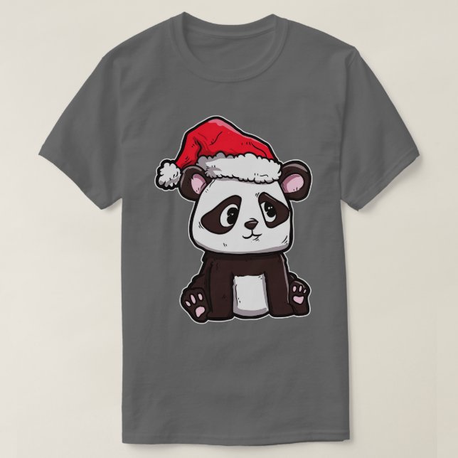 T-shirt Joyeux Noël Panda ours Santas Casquette Panda (Design devant)