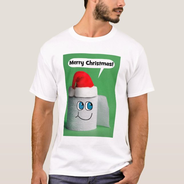 T-shirt Joyeux Noël Parlant Rouleau de papier toilette (Devant)