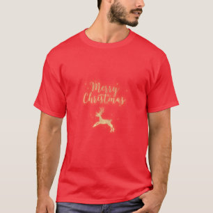 T-shirt Joyeux Noël Parties scintillant dorée Cerf Personn