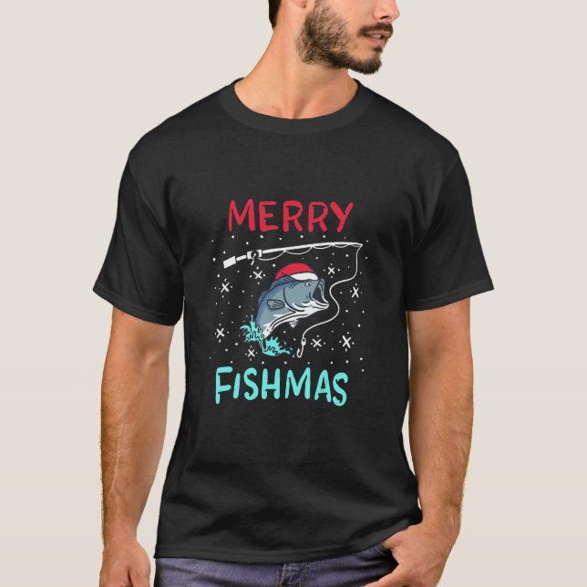 T-shirt Joyeux Noël Pêcheries Funny Pêche Poisson Cadeau P (Devant)