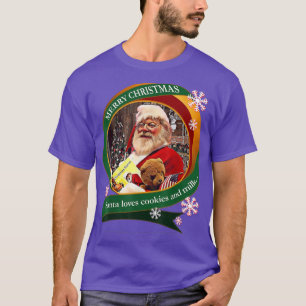 T-shirt Joyeux Noël Père Noël aime les cookies et le lait 