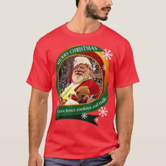 T-shirt Joyeux Noël Père Noël aime les cookies et le lait