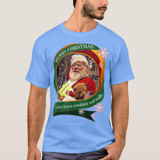 T-shirt Joyeux Noël Père Noël aime les cookies et le lait