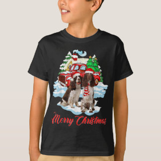 T-shirt Joyeux Noël Père Noël Anglais Springer Spaniel Chi