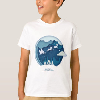 T-shirt Joyeux Noël - Père Noël avec la neige tomber T-shi