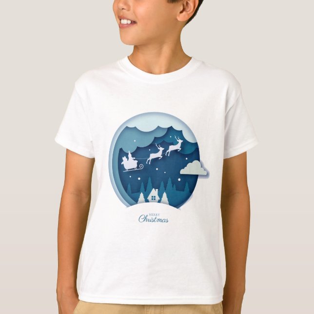 T-shirt Joyeux Noël - Père Noël avec la neige tomber T-shi (Devant)