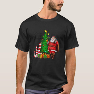 T-shirt Joyeux Noël Père Noël avec Sucre de canne Tree Lig