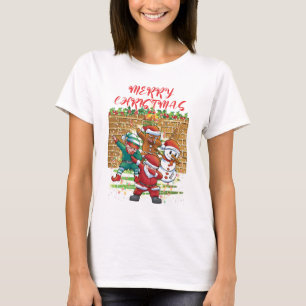 T-shirt Joyeux Noël Père Noël Dab Femmes Blanches