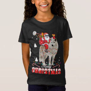 T-Shirt Joyeux Noël Père Noël équitation Samoyed Funny Noë