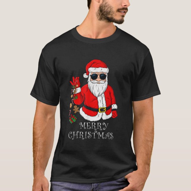T-shirt Joyeux Noël Père Noël Funny Pajamas de famille X (Devant)