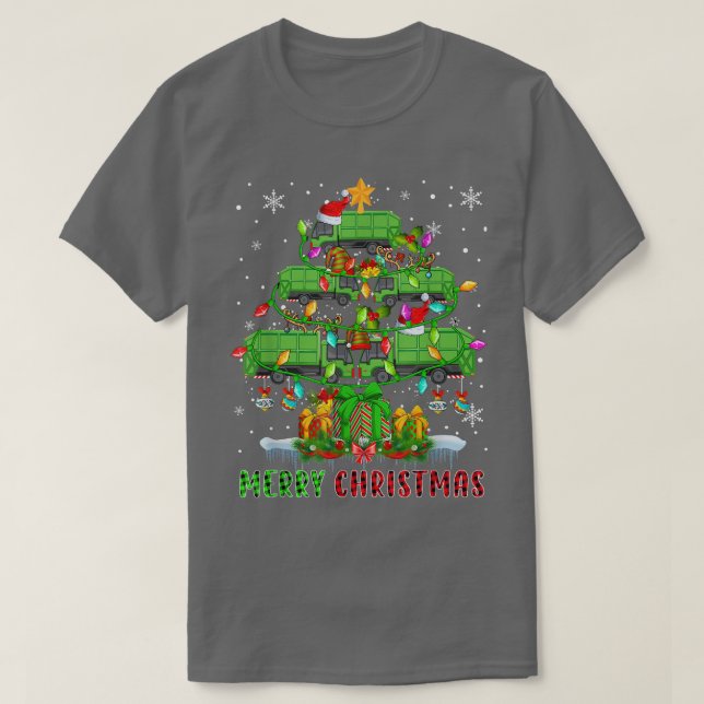T-shirt Joyeux Noël Père Noël Garbage Trucs Xmas Tree Lig (Design devant)