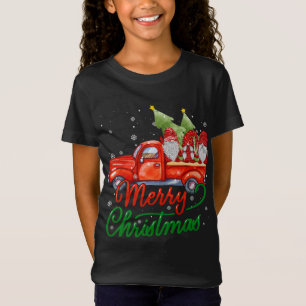 T-Shirt Joyeux Noël Père Noël Gnomes sur Red Truck Lights