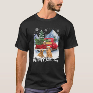 T-shirt Joyeux Noël Père Noël Golden Retriever Red Truck X