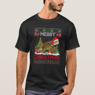 T-shirt Joyeux Noël Père Noël Iguana Xmas Lumières des arb