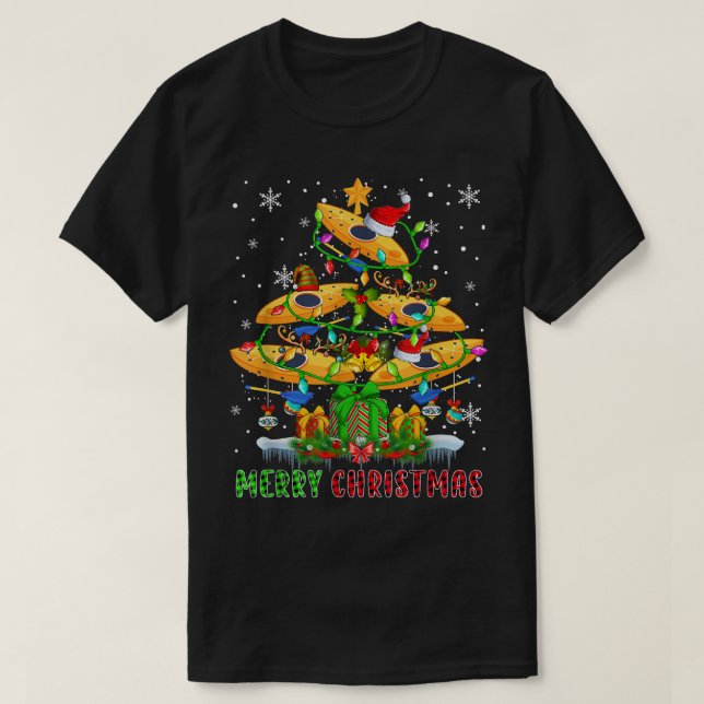 T-shirt Joyeux Noël Père Noël Kayak Bateaux Xmas Tree Ligh (Design devant)