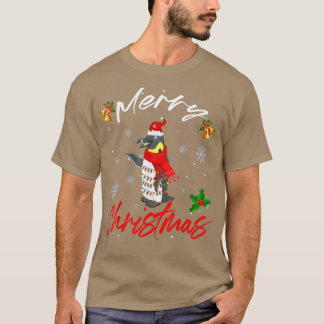 T-shirt Joyeux Noël Père Noël Penguin Flammes Lumières Drô