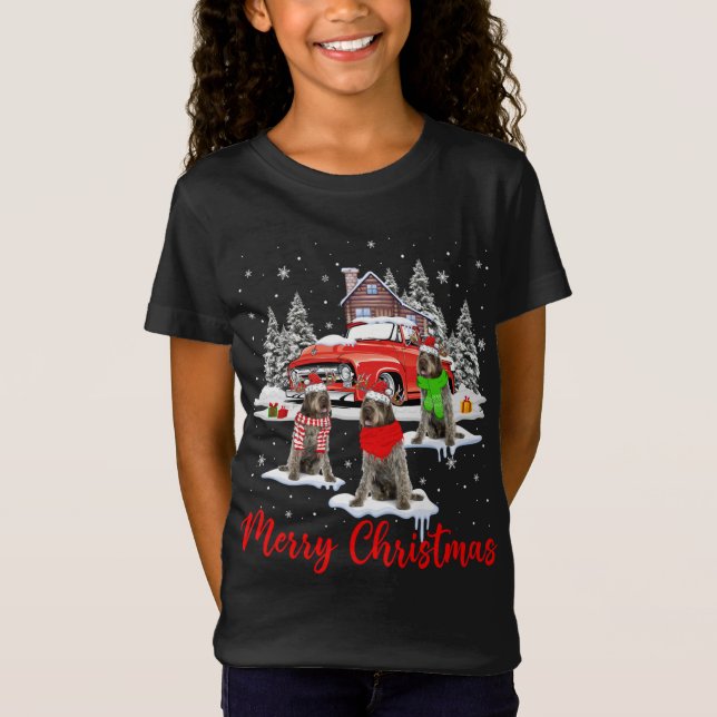 T-Shirt Joyeux Noël Père Noël Pointeur À poils durs Griffo (Devant)