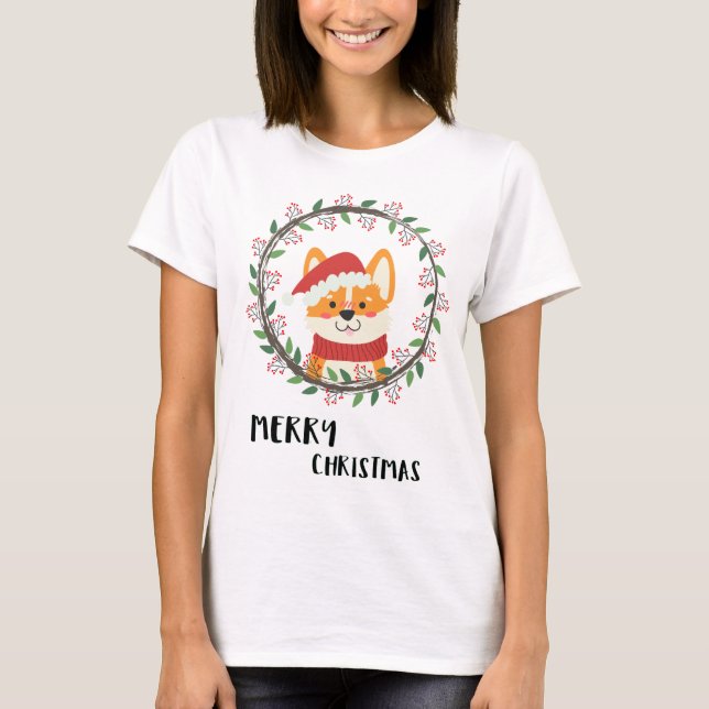 T-shirt Joyeux Noël Père Noël Puppy (Devant)