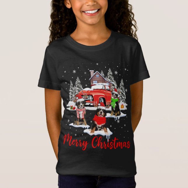 T-Shirt Joyeux Noël Père Noël Reindeer Bernese Mountain Wi (Devant)