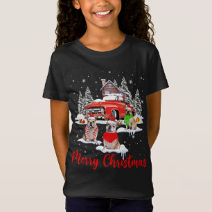 T-Shirt Joyeux Noël Père Noël Reindeer Bulldog Avec Red Tr