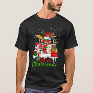 T-shirt Joyeux Noël Père Noël Reindeer Drum Musical Snowma
