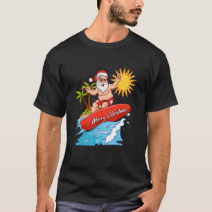 T-shirt Joyeux Noël Père Noël Surf Summer Vacation Haw