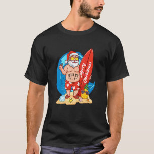 T-shirt Joyeux Noël Père Noël Surfer été Noël en