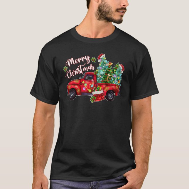 T-shirt Joyeux Noël Père Noël Xmas Camion Rouge Noël (Devant)