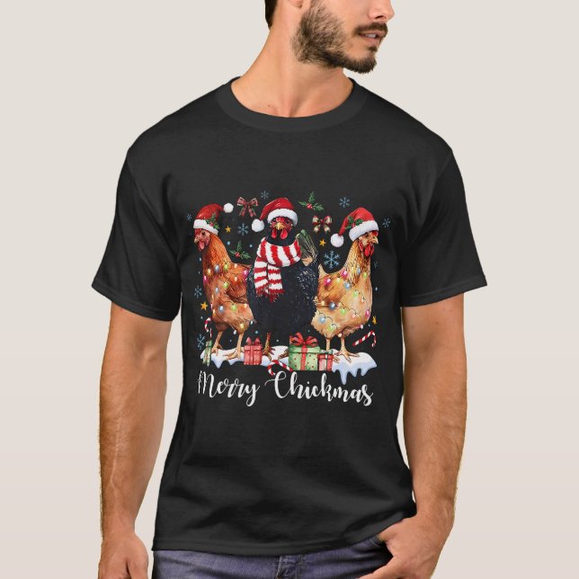 T-shirt Joyeux Noël Poulet de Noël Coquette Poulet (Devant)