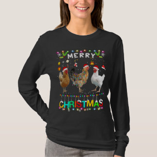 T-shirt Joyeux Noël Poulet de Noël Feu de Noël Feu de Noël