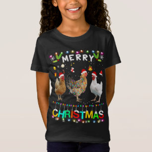 T-Shirt Joyeux Noël Poulet de Noël Feu de Noël Feu de Noël