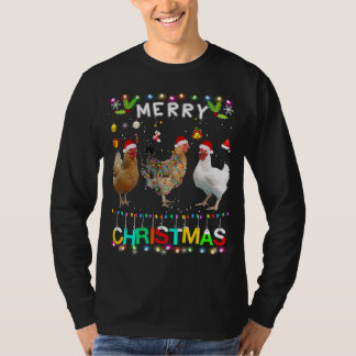 T-shirt Joyeux Noël Poulet de Noël Feu de Noël Feu de Noël