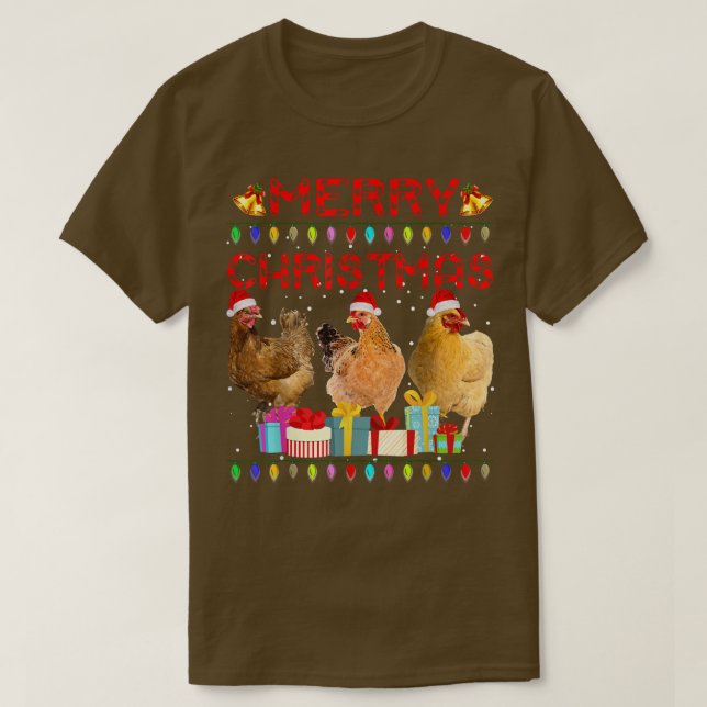 T-shirt Joyeux Noël Poulet de Noël Feu de Noël Feu de Noël (Design devant)