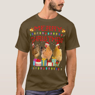 T-shirt Joyeux Noël Poulet de Noël Feu de Noël Feu de Noël