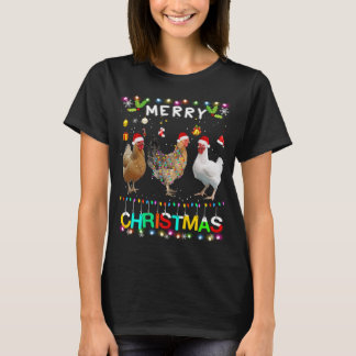 T-shirt Joyeux Noël Poulet de Noël Feu de Noël Feu de Noël
