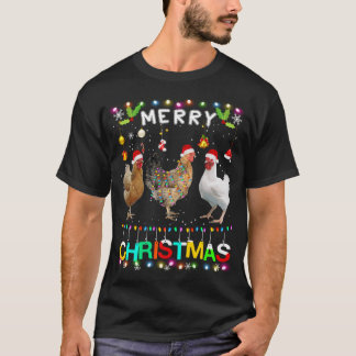 T-shirt Joyeux Noël Poulet de Noël Feu de Noël Feu de Noël