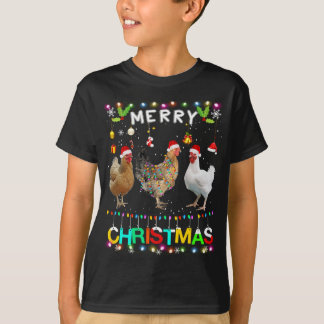 T-shirt Joyeux Noël Poulet de Noël Feu de Noël Feu de Noël