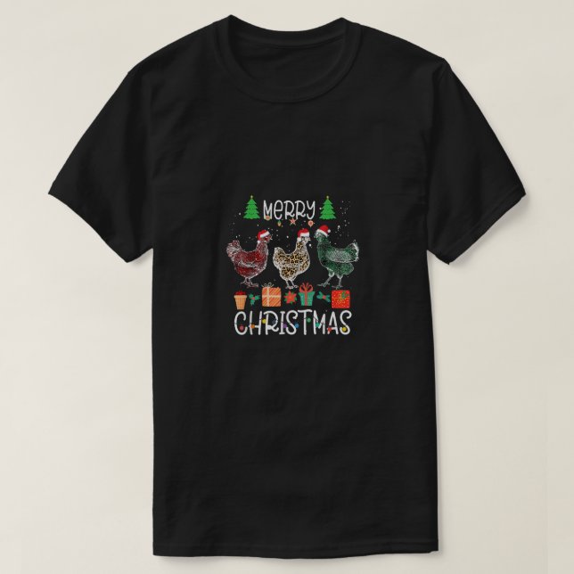 T-shirt Joyeux Noël Poulet de Noël Feu de Noël Lumières No (Design devant)