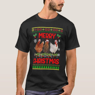 T-shirt Joyeux Noël Poulet de Noël Feu de Noël Lumières No
