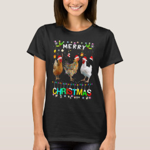 T-shirt Joyeux Noël Poulet de Noël Feu de Noël Lumières No