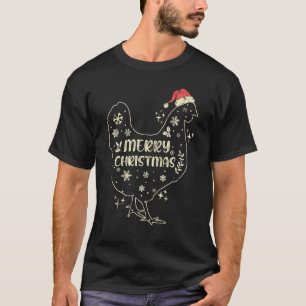 T-shirt Joyeux Noël Poulet portant un chapeau de Père Noël