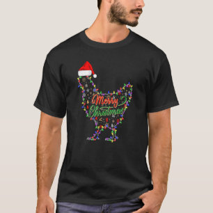 T-shirt Joyeux Noël Poulet Poulet Chapeau De Père Noël Lum