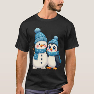 T-shirt Joyeux Noël Pour Cadeau Manchot Bonhomme de Neige